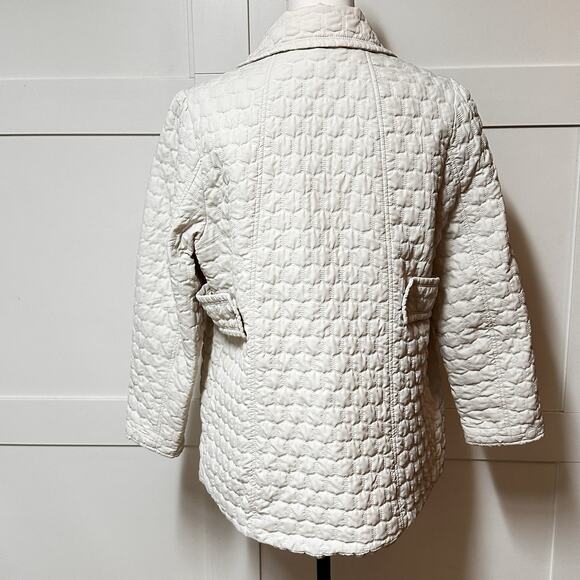 JONES NEW‎ YORK WOMENS QUILTED JACKET LIGHTWEIGHT White Cream sz Large Turn Lock - Picture 2 of 7